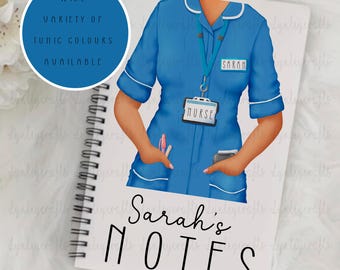 Personalised Nurse Notebook, Nursing Notes, Gift for Nurse, Healthcare NHS Worker Gift, Custom Tunic Colour, Nurse Graduation Gift