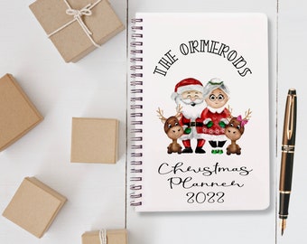 Family Christmas Planner, Personalised Christmas Book, Family Notebook, Christmas Organiser, Xmas To Do List, Santa and Reindeer Gift