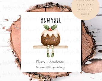 Personalised Christmas Pudding Card, Our Little Pudding, Christmas Card From Parents To Child, Card From The Grandparents To Grandchild