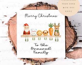 Personalised Christmas Card, Cute Christmas Characters, Shelf Sitting Kawaii Cuties, Card For The Family, Christmas Card For Grandparents