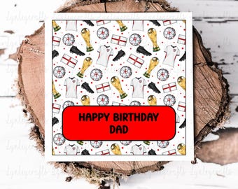 England Football Birthday Card, Add Any Name, Add Any Age, Birthday Card For Dad, Card For Football Lover, Kids Birthday Card