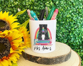 Teacher Pen Pot, Personalised Teacher Gifts, Classroom Gift For Teacher, End Of Term Gifts, Classroom Stationery Holder, Thank You Teacher