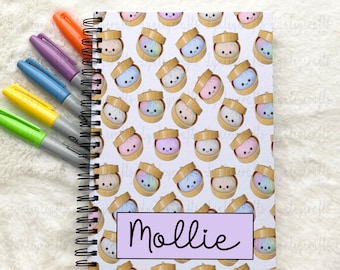 Kawaii Squishy Dumpling Notebook, Personalised Notepad For Kids, Birthday Gift For Children, Kids Stationery, Lined A5 Spiral Note book