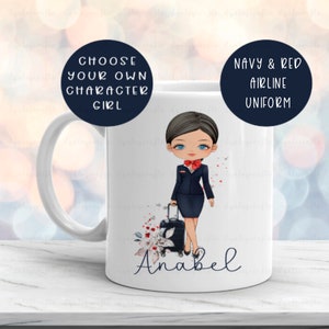 Red Blue Cabin Crew Mug, Personalised  Flight Attendant Air Hostess Mug, Cabin Crew Gift, Gaining Wings Gift For Cabin Crew, J2 Staff