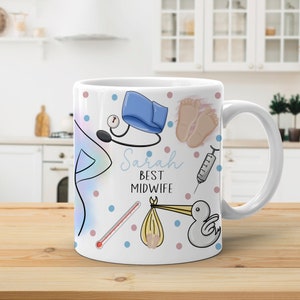 Personalised Midwife Mug, Thank You Midwife Gift, Midwife Student Graduation Gift, Baby Nurse Coffee Cup, Gift To Daughter, Gift For Her