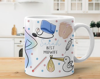 Personalised Midwife Mug, Thank You Midwife Gift, Midwife Student Graduation Gift, Baby Nurse Coffee Cup, Gift To Daughter, Gift For Her