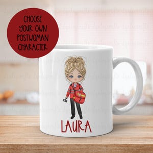 Personalisierte Postfrau Becher, wählen Sie Ihren eigenen Postdamen-Charakter, Postie Geschenke, Postangestellter Geschenke, Geschenk für Postie, danke Postie Becher