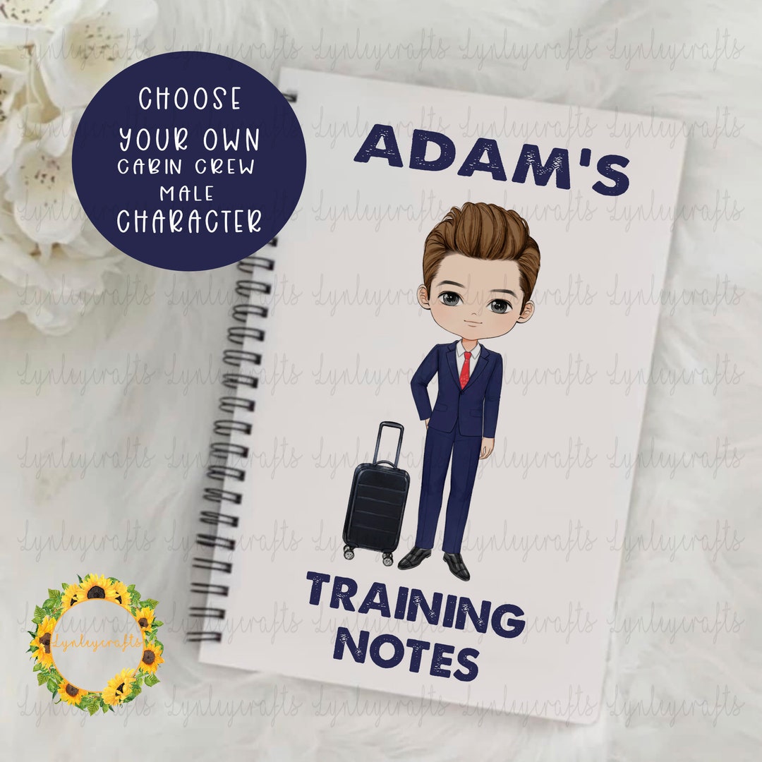 Male Cabin Crew Note Book, Personalised Training Notes, Cabin Crew