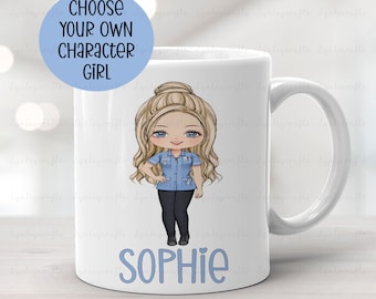 Personalised Nurse Mug, Gift for A Nurse, Midwife Gift, Newly Qualified Nurse Gift, Best Friend Gift NHS, Nurse Girl Character Cup