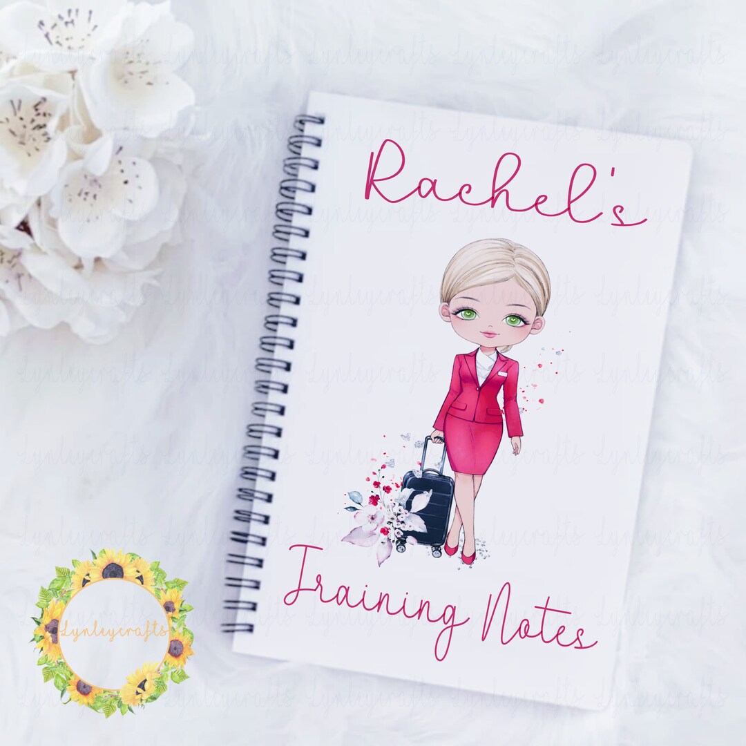 Personalised Cabin Crew Notebook, Personalised Training Notes, Cabin