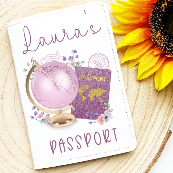 Personalised Passport Holder, Passport Cover For Her, Travel Gift For Her, Purple Travel Wallet, Travel Accessories For Girl Traveller