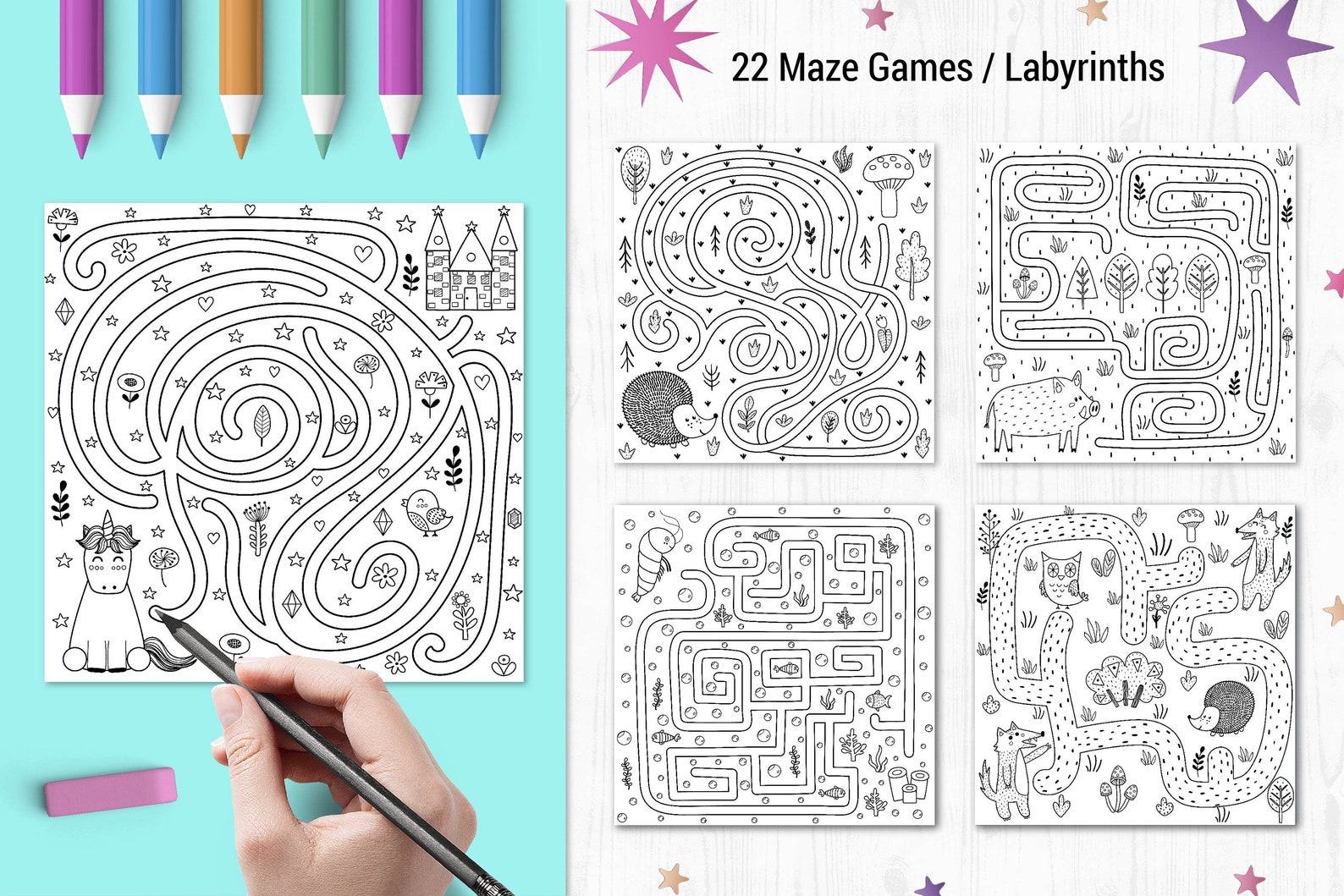 Activity's For Kids 2 Mazes Dot to Dot & More. Digital Etsy