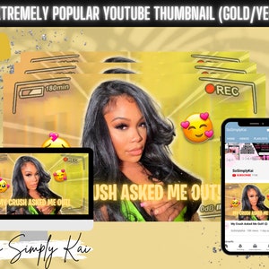 DIY Extremely Popular YouTube Thumbnail Gold/Yellow, YouTube, YouTuber, Vlogger, Influencer, Popular image 1