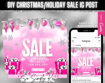 DIY Christmas/Holiday Sale IG Post, Flyer, Holidays, Xmas, Business, Boutique, Editable