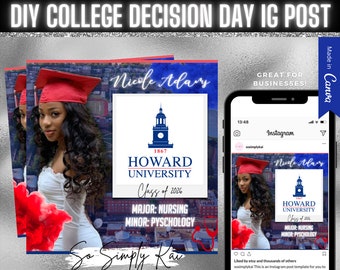 DIY Decision Day College Flyer, Graduation, College Decision Day, HBCU, PWI, Editable