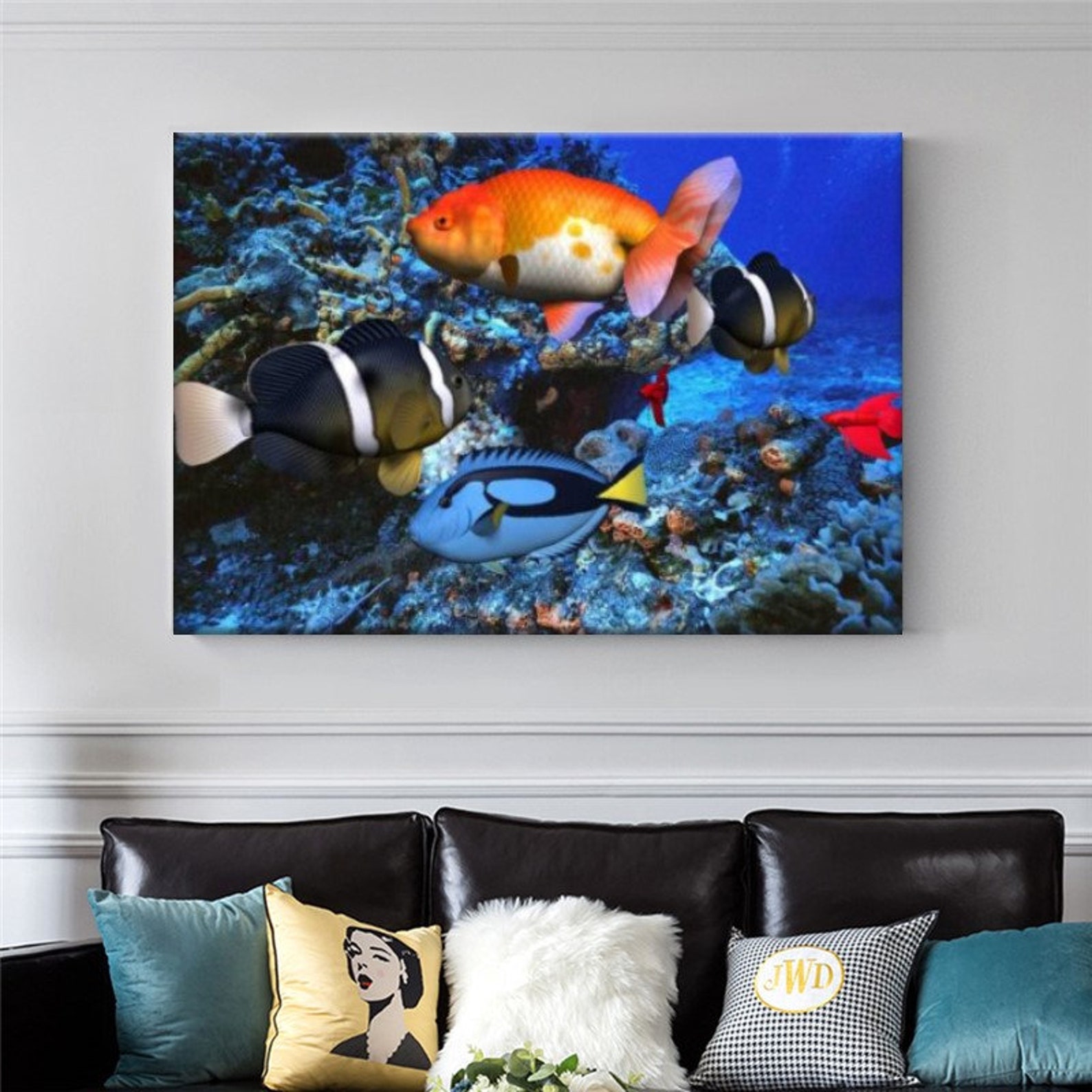 Aquarium Wall Decors Oceans Canvas Paintings Aquarium | Etsy