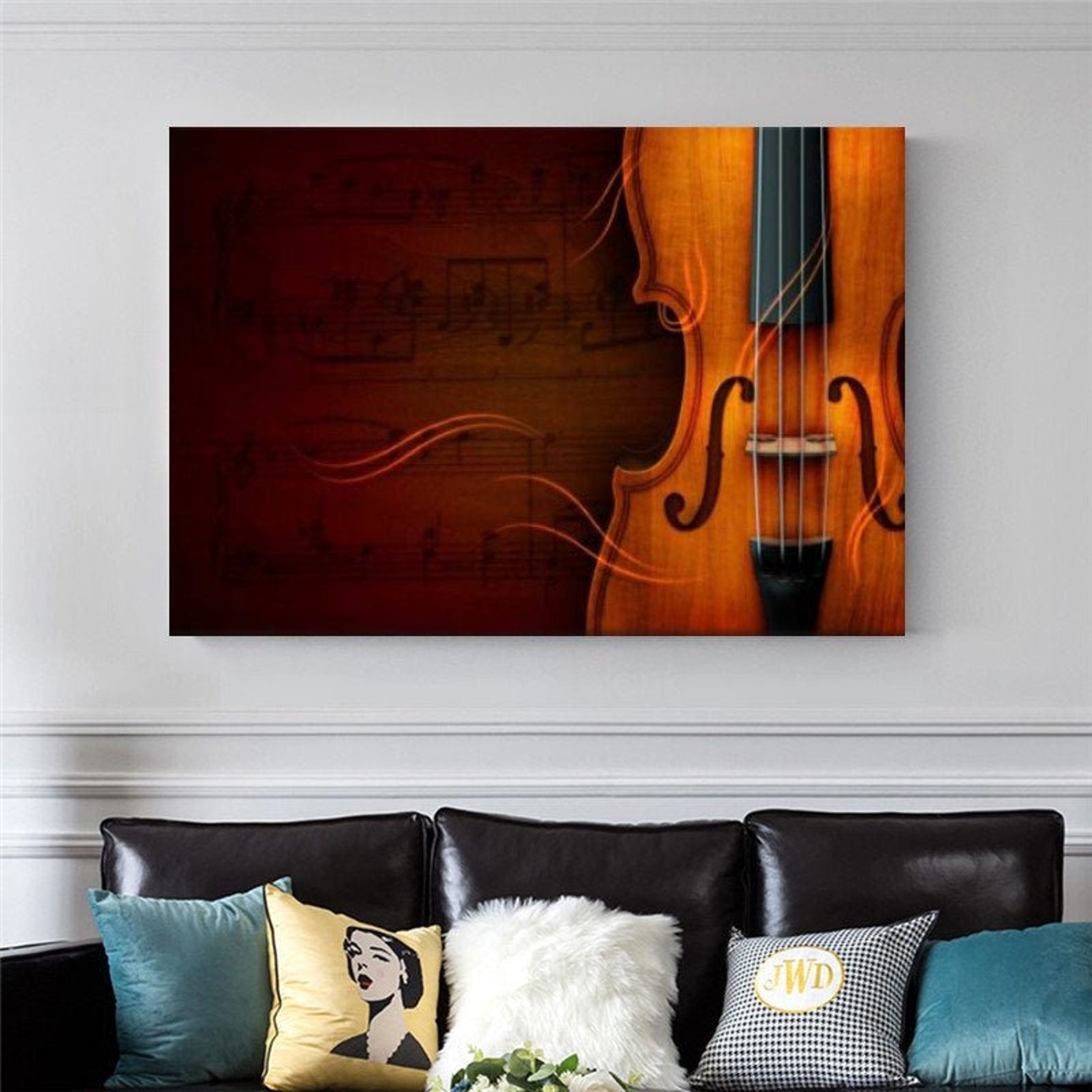 Violin Wall Canvas Painting Artviolin Instrument Canvas Etsy UK