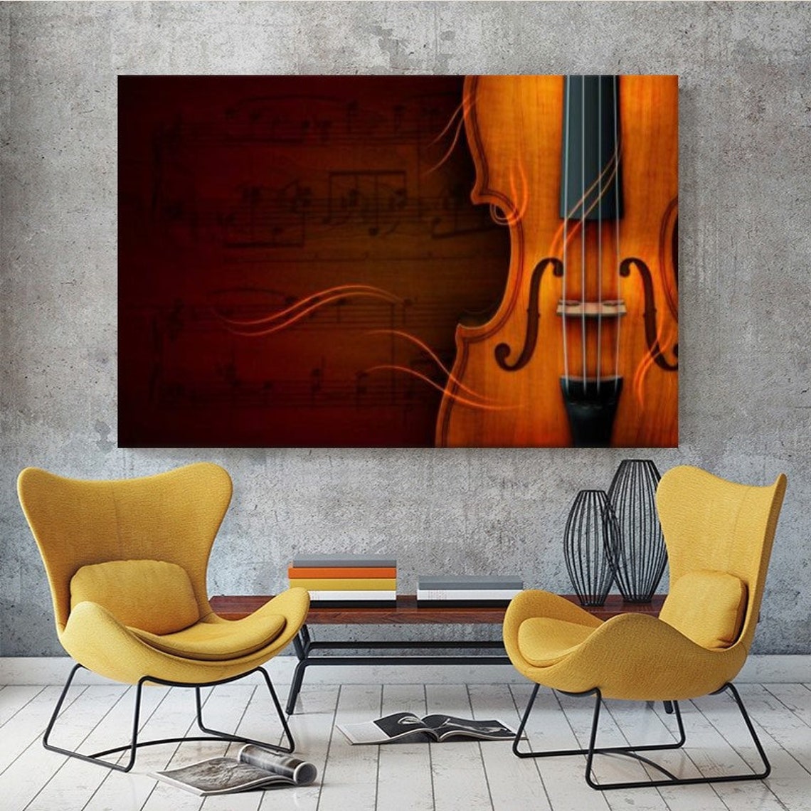Violin Wall Canvas Painting ArtViolin Instrument Canvas Etsy