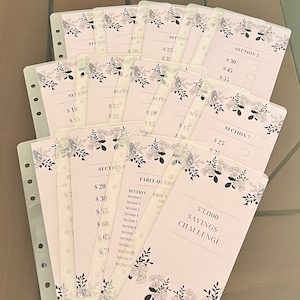 3K Savings Challenge Bundle| Laminated Cash Envelopes | Budget Envelopes | Money Envelope System | A6 | Pastel | Floral Design | Matte