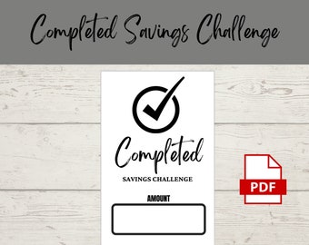 Completed Savings Challenge | Printable PDF | Savings Tracker | Savings | A6 | Money Challenge | Budget | Sinking Funds | Minimal