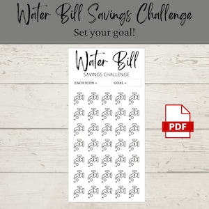 Water Bill Savings Challenge | Printable PDF | Savings Tracker | Savings | A6 | Money Challenge | Budget | Sinking Funds | Minimal