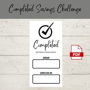 Completed Savings Challenge | Printable PDF | Savings Tracker | Savings | A6 | Money Challenge | Budget | Sinking Funds | Minimal