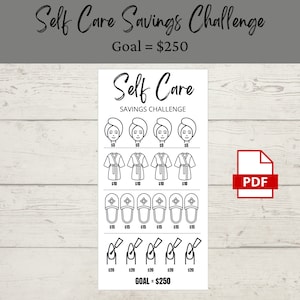Self Care Savings Challenge | Printable PDF | Savings Tracker | Savings | A6 | Money Challenge | Budget | Sinking Funds | Minimal