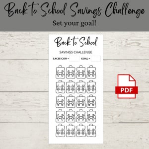 Back to School Savings Challenge | Printable PDF | Savings Tracker | Savings | A6 | Money Challenge | Budget | Sinking Funds | Minimal