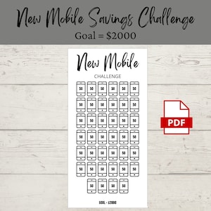 2K New Mobile Savings Challenge | Printable PDF | Savings Tracker | Savings | A6 | Money Challenge | Budget | Sinking Funds | Minimal