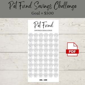 Pet Fund Savings Challenge | Printable PDF | Savings Tracker | Savings | A6 | Money Challenge | Budget | Sinking Funds | Minimal