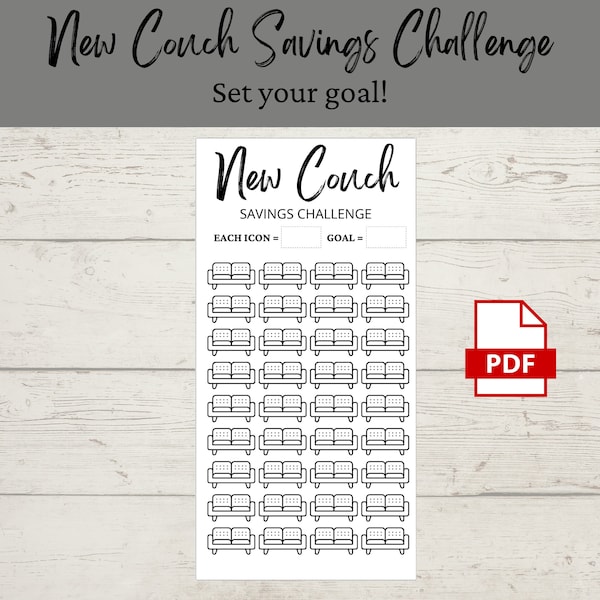 New Couch Savings Challenge | Printable PDF | Savings Tracker | Savings | A6 | Money Challenge | Budget | Sinking Funds | Minimal