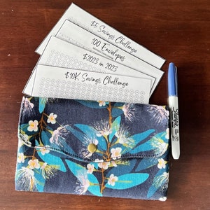 Savings Challenge Pouch | Rollover Pouch | Back to Bank | Cash Withdrawal Pouch | Bank Pouch | Handmade | Budget Envelopes | Purse | Flora