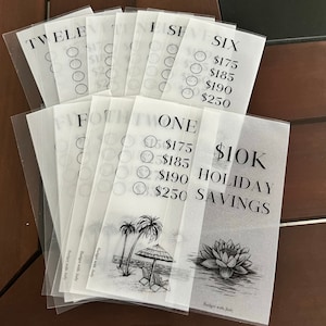 10K Holiday Savings Challenge| Vellum Laminated Cash Envelopes | Budget Envelopes | Money Envelope System | A6 | Frosted| Minimalist | Matte