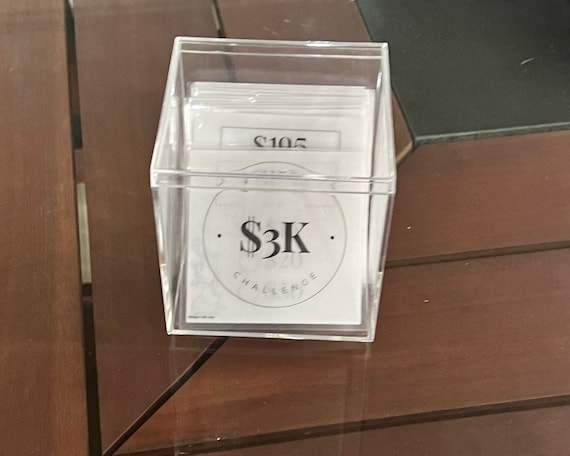 3K Savings Challenge Acrylic Box| Vellum Laminated Cash Envelopes| Holiday challenge| Monthly Challenge| Budget Envelopes| Minimalist
