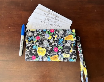 Savings Challenge Pouch | Rollover Pouch | Back to Bank | Cash Withdrawal Pouch | Bank Pouch | Handmade | Budget Envelopes| Purse with strap