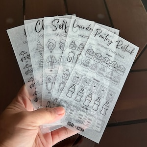 SAVINGS CHALLENGE TRACKERS | A6 | Vellum | Choose your Challenge | Cash Budgeting | Savings Challenge |Reusable | Dave Ramsey| Matte | Gloss