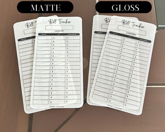 BILL TRACKER | A6 | Vellum Laminated Trackers | MATTE | Gloss | Cash Budgeting | Savings Challenge |Reusable | Dave Ramsey| Sinking Fund