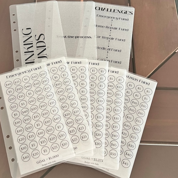 Sinking Funds Starter Set | Vellum Cash Envelopes| Budget Envelopes| Cash Stuffing | Sinking Funds | Minimalist | A6| Binder | Matte