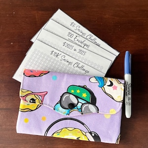 Savings Challenge Pouch | Rollover Pouch | Back to Bank | Cash Withdrawal Pouch | Bank Pouch | Handmade | Budget Envelopes | Purse | Donut