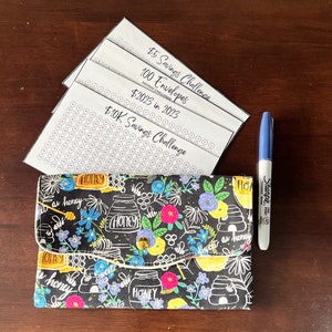Savings Challenge Pouch | Rollover Pouch | Back to Bank | Cash Withdrawal Pouch | Bank Pouch | Handmade | Budget Envelopes | Purse | Honey