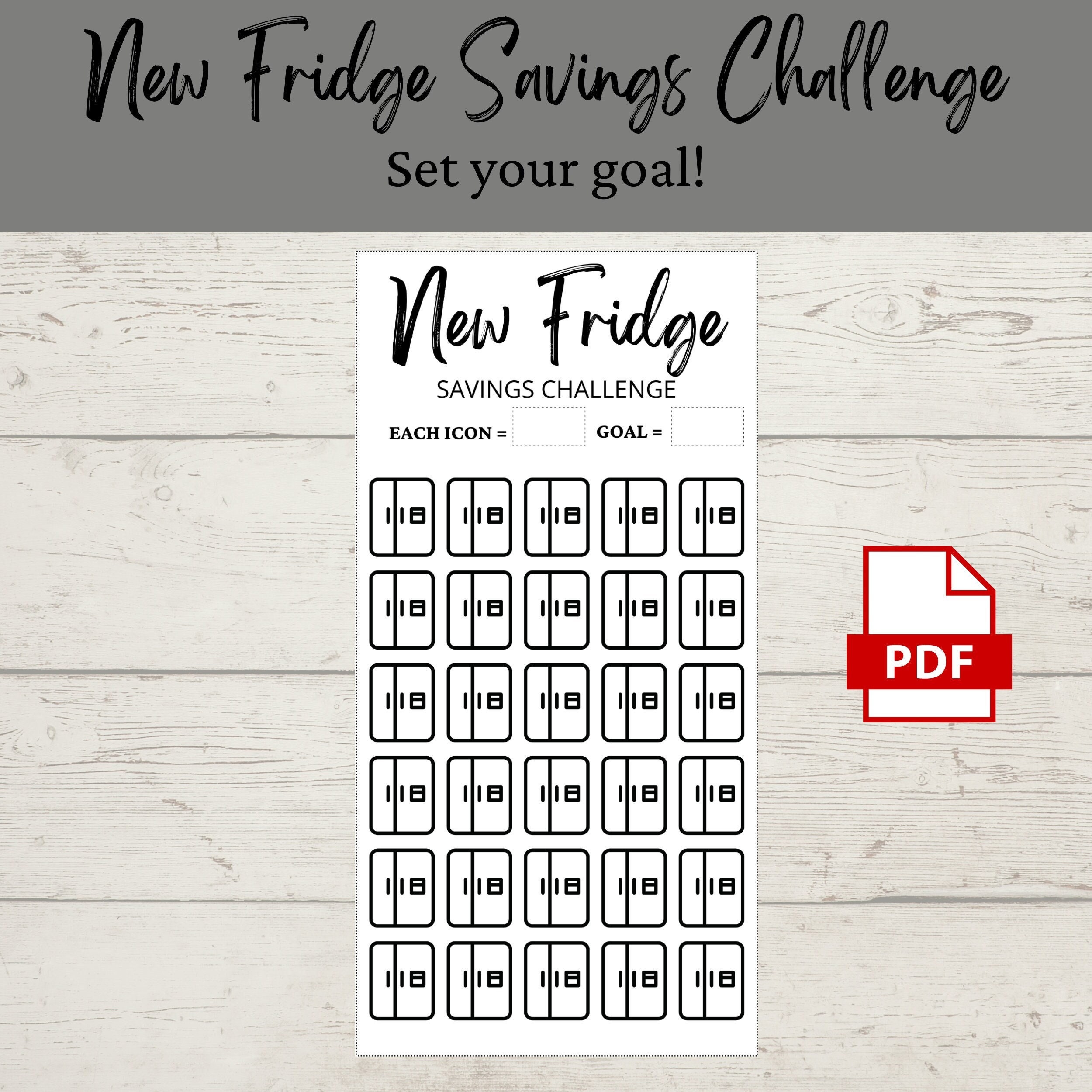 New Fridge Savings Challenge | Printable PDF | Savings Tracker