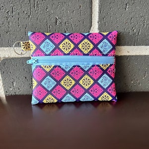Diamond Tile Faux Leather coin purse | zippered coin purse | Handmade coin purse | Zipper Pouch | Small Purse | Card holder | Change purse