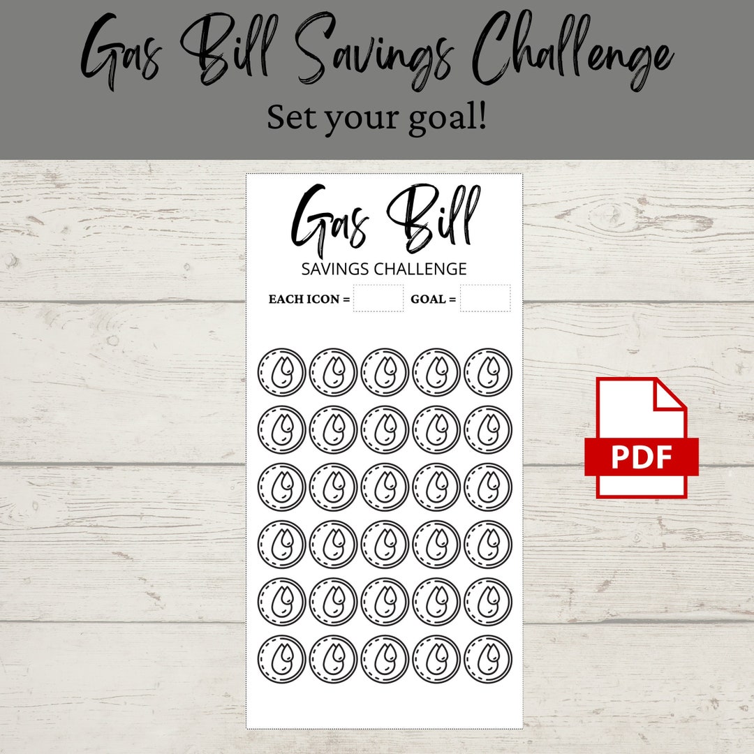 Gas Bill Savings Challenge Printable PDF Savings Tracker Savings A6 ...