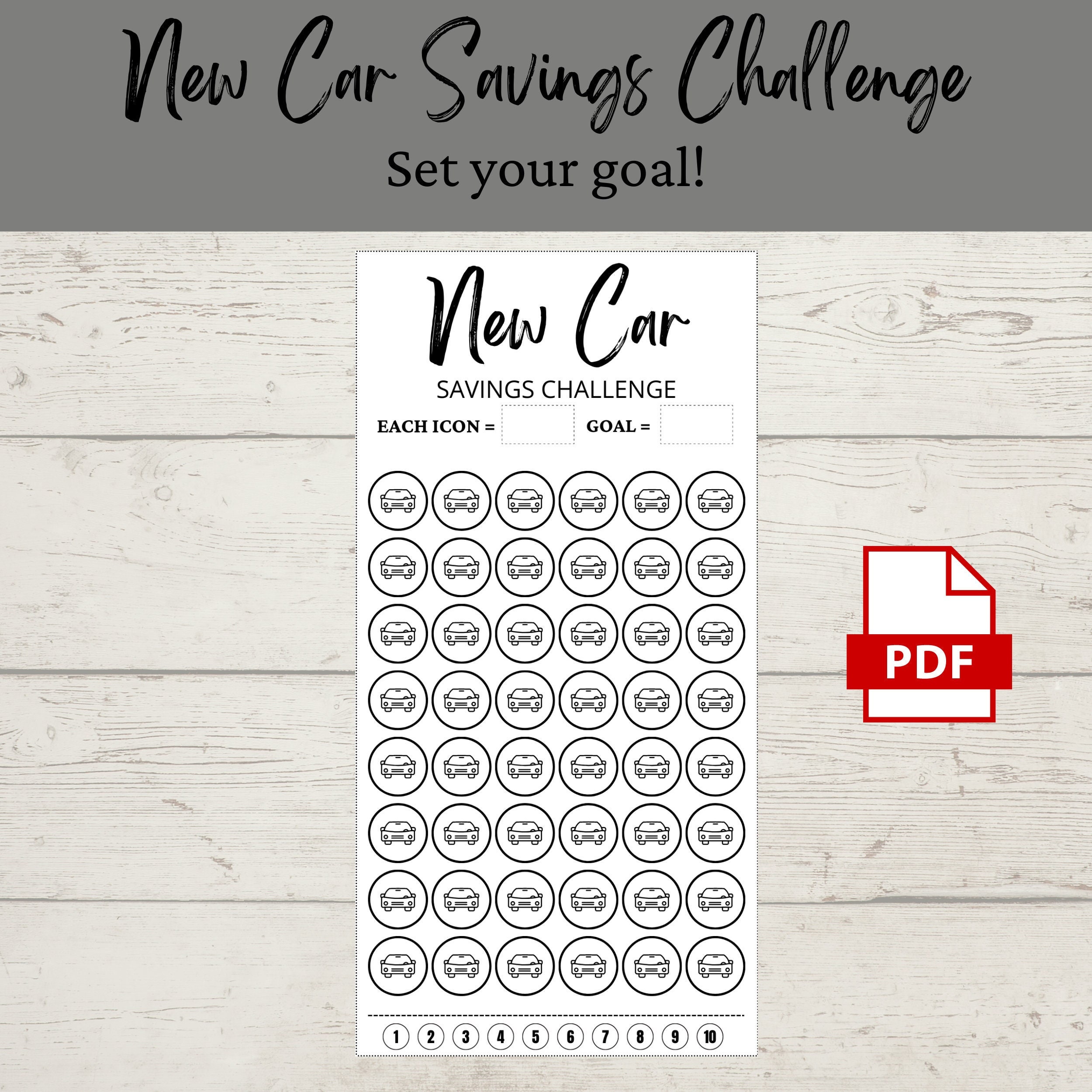 New Car Savings Challenge | Printable PDF | Savings Tracker