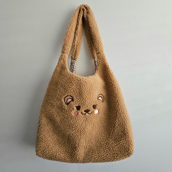 Beary Cute Tote Bag | Cute Bear Tote Bag | Kawaii Tote Bag | Japanese Style Tote Bag | Sherpa Tote Bag | Bear Bag