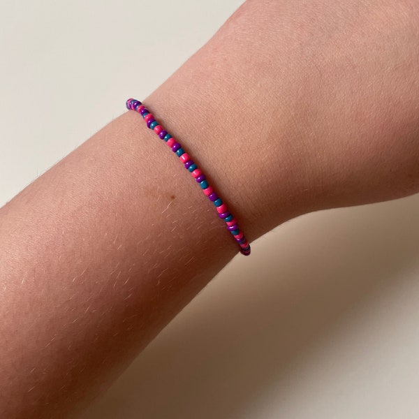 Subtle Bisexual Beaded Bracelet - Bi Pride Flag LGBTQ+ Jewellery