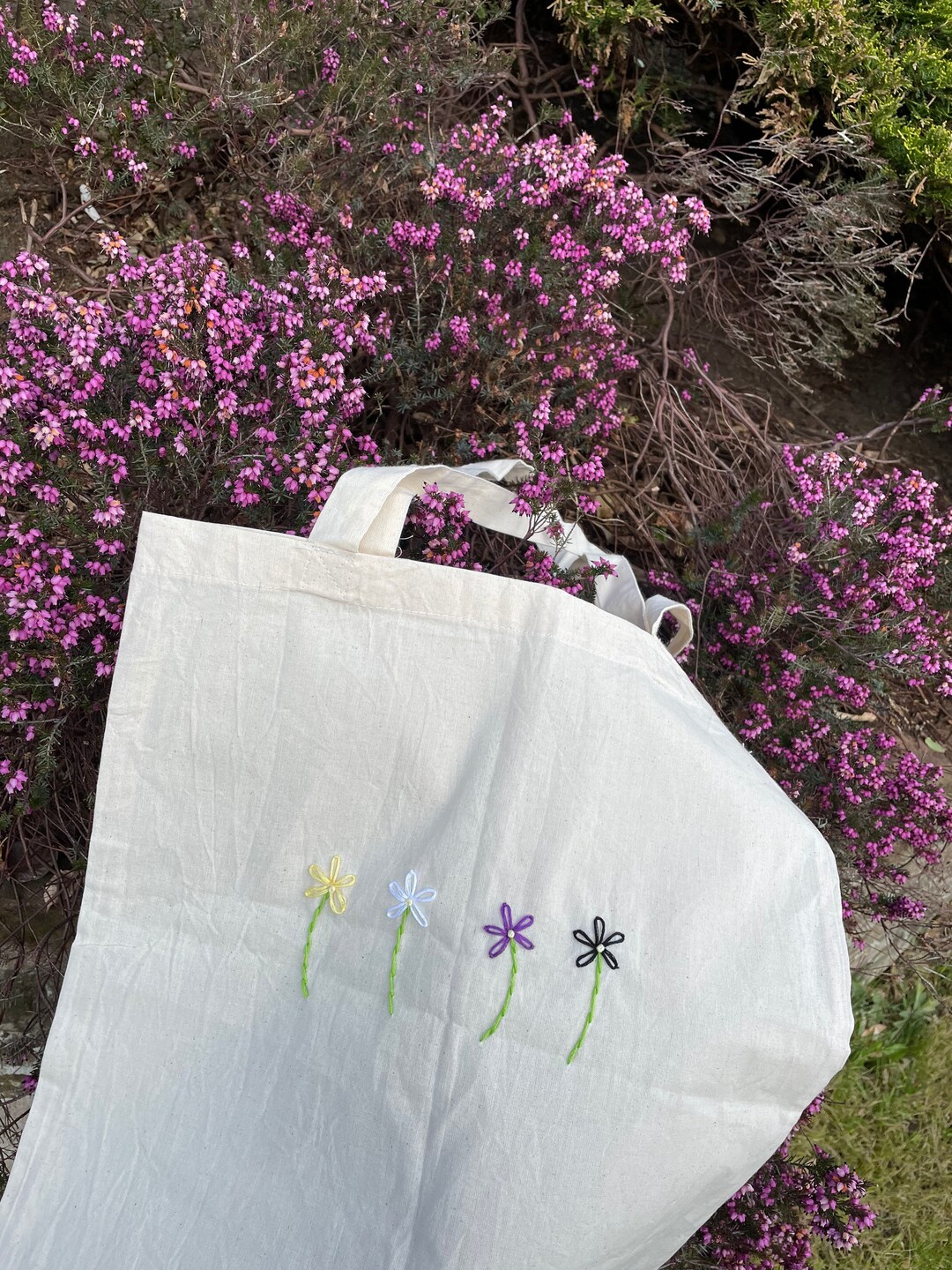 Subtle Nonbinary Pride Flag Flower Hand Embroidered Tote Bag Etsy UK