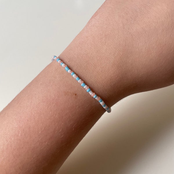 Subtle Trans Beaded Bracelet - Trans Pride Flag LGBTQ+ Jewellery