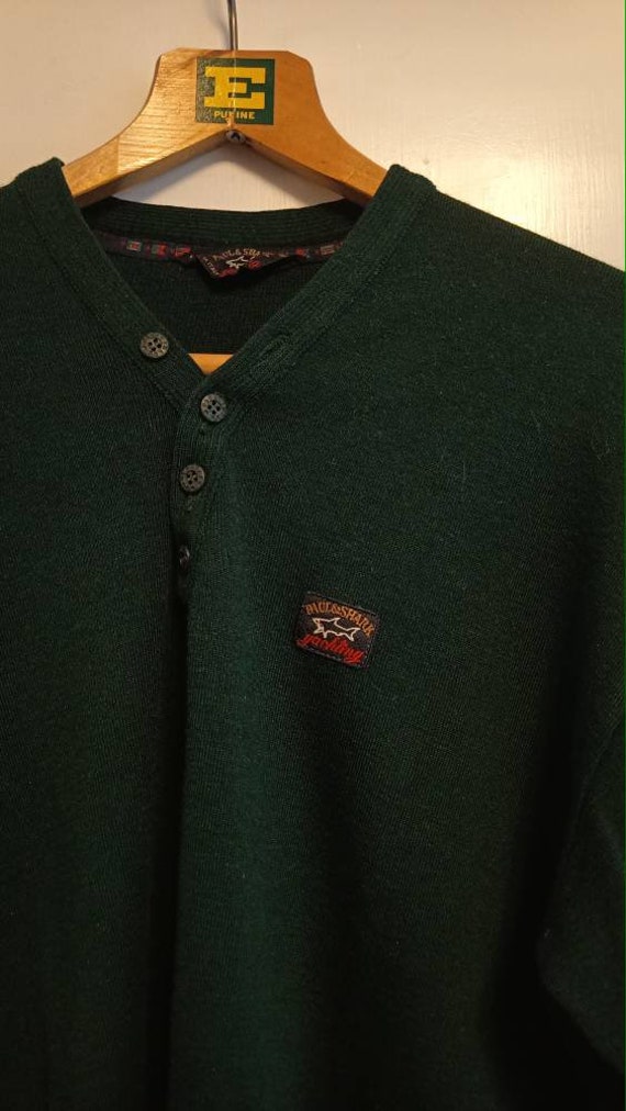 Paul and Shark vintage green sweater with button … - image 3