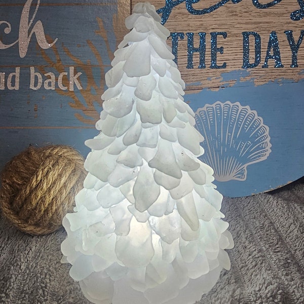 Genuine Caribbean Sea Glass Lighted Tree 5 inch